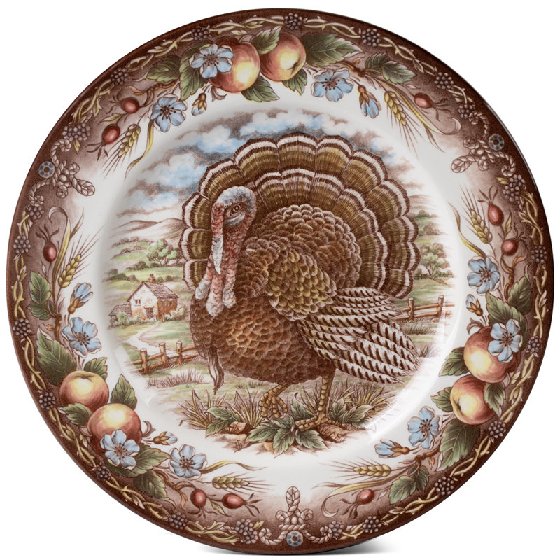 The Holiday Aisle® Turkey 11" Round Dinner Plate & Reviews Wayfair